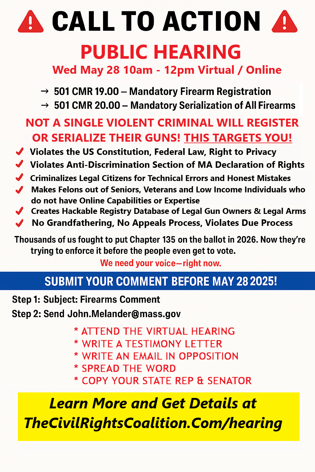 Public Hearing – Registration of Firearms & Serialization of Firearms
